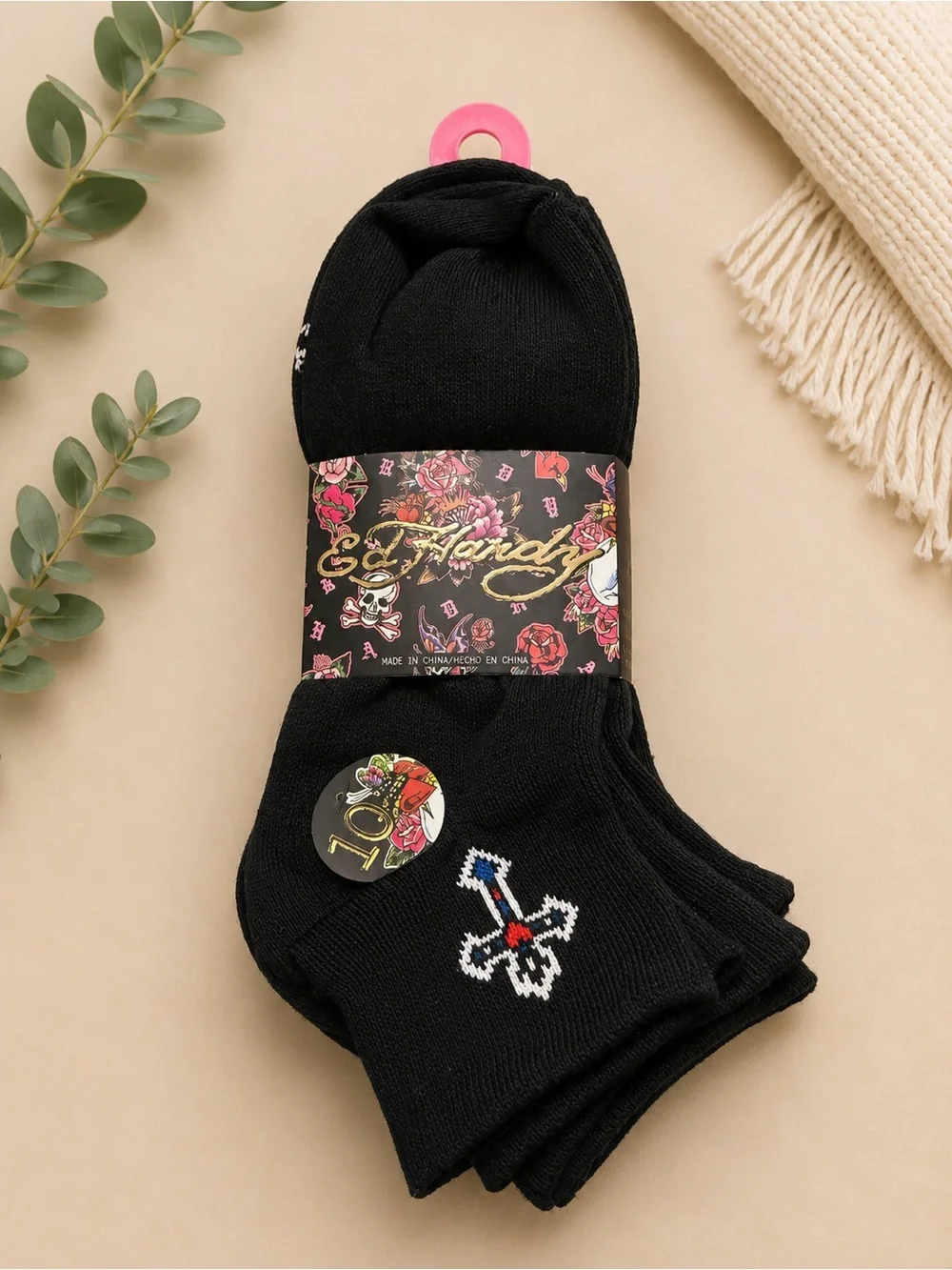 Ed Hardy Black 10 Pairs Quarter Socks